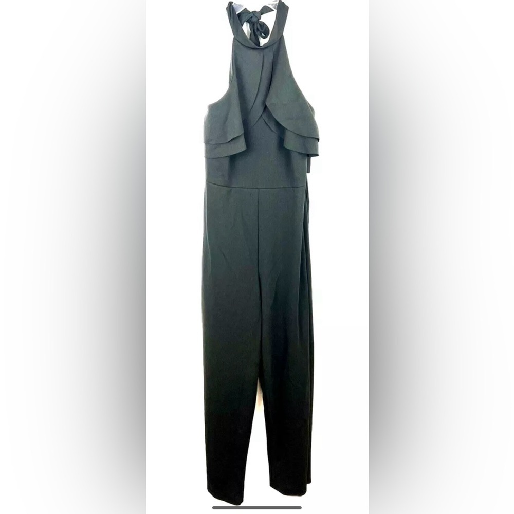 Bebe Women’s Ruffle Halter Black Sleeveless Jumpsuit Size 12